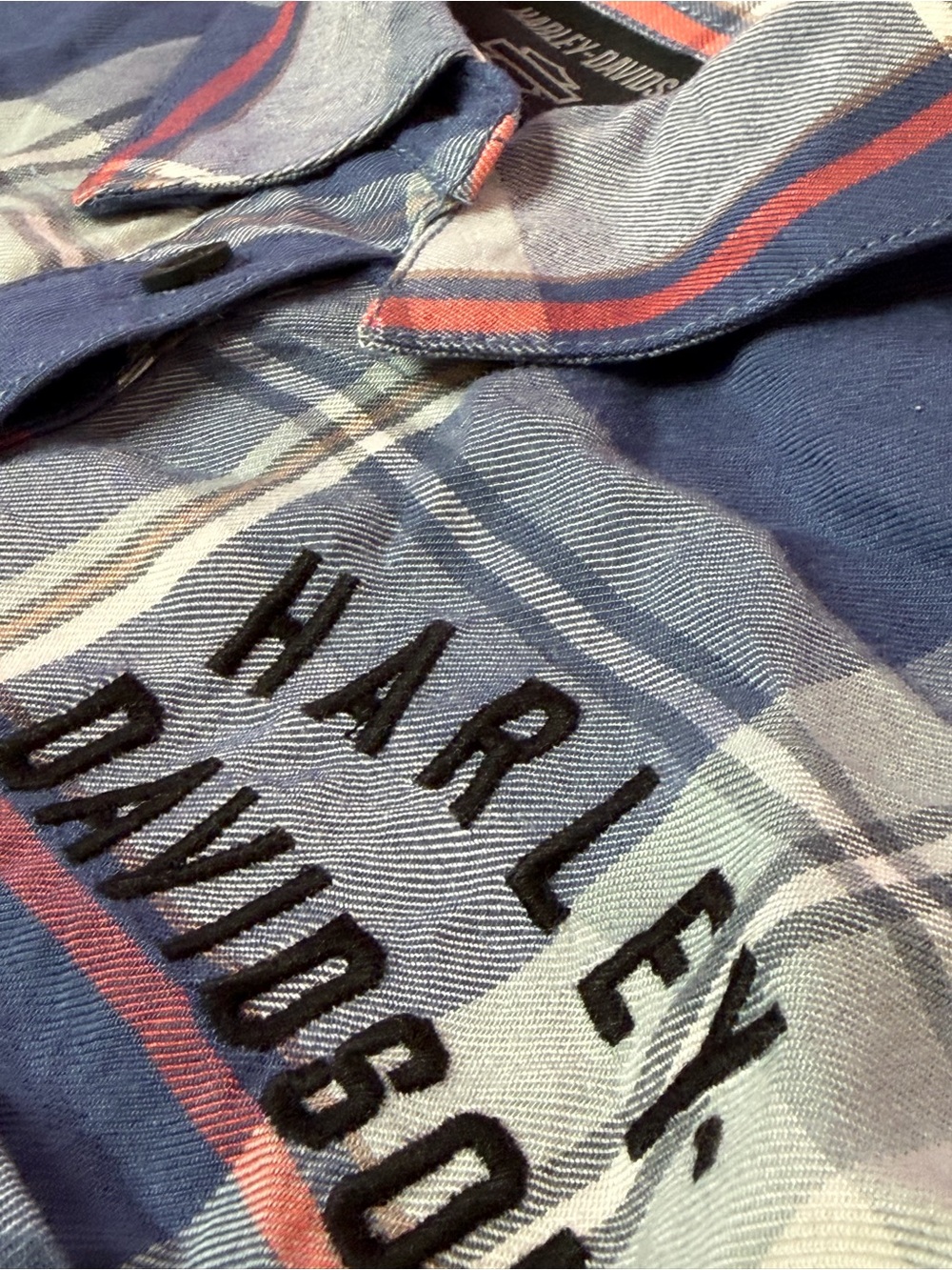 Harley Davidson Plaid Button Up Shirt Womens Small Embroidered Y2K - Picture 3 of 8